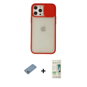 MARSİLYAN™- iPhone 12 Pro Max Kılıf Vadi Çizgi - Siyah 20D Premium Cam Ekran Koruyucu + Shine Kamera Lens Koruma Cam - GI