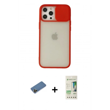 MARSİLYAN™- iPhone 12 Pro Max Kılıf Vadi Çizgi - Siyah 20D Premium Cam Ekran Koruyucu + Shine Kamera Lens Koruma Cam - GD