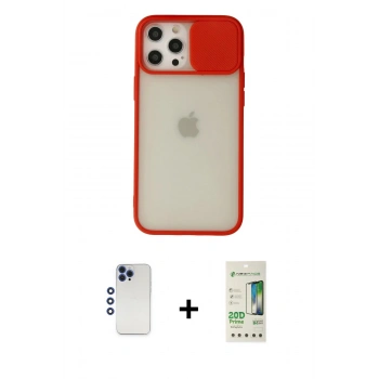 MARSİLYAN™- iPhone 12 Pro Max Kılıf Vadi Çizgi - Siyah 20D Premium Cam Ekran Koruyucu + Shine Kamera Lens - LT