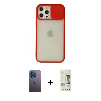 MARSİLYAN™- iPhone 12 Pro Max Kılıf Vadi Çizgi - Siyah 20D Premium Cam Ekran Koruyucu + Neon Fosforlu Kamera Lens - MI