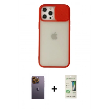 MARSİLYAN™- iPhone 12 Pro Max Kılıf Vadi Çizgi - Siyah 20D Premium Cam Ekran Koruyucu + Neon Fosforlu Kamera Lens - SI