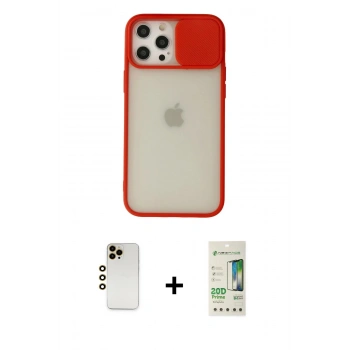 MARSİLYAN™- iPhone 12 Pro Max Kılıf Vadi Çizgi - Siyah 20D Premium Cam Ekran Koruyucu + Shine Kamera Lens - GD