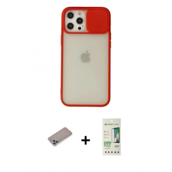 MARSİLYAN™- iPhone 12 Pro Max Kılıf Vadi Çizgi - Siyah 20D Premium Cam Ekran Koruyucu + Shine Kamera Lens Koruma Cam - SABE