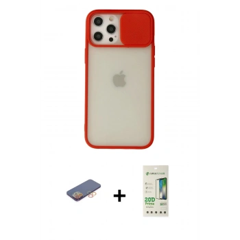 MARSİLYAN™- iPhone 12 Pro Max Kılıf Vadi Çizgi - Siyah 20D Premium Cam Ekran Koruyucu + Renkli Kamera Lens Koruma Cam - TU