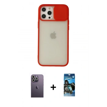 MARSİLYAN™- iPhone 12 Pro Max Kılıf Vadi Çizgi - Siyah 34D Izgaralı Cam + Neon Fosforlu Kamera Lens - BZ
