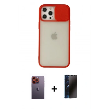 MARSİLYAN™- iPhone 12 Pro Max Kılıf Vadi Çizgi - Siyah 3D Antistatik Hayalet Cam Ekran Koruyucu + Neon Fosforlu Kamera Lens - TU