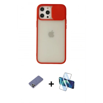 MARSİLYAN™- iPhone 12 Pro Max Kılıf Vadi Çizgi - Siyah 3D Antistatik Seramik Nano Ekran Koruyucu + Metal Kamera Lens Koruma Cam - GD