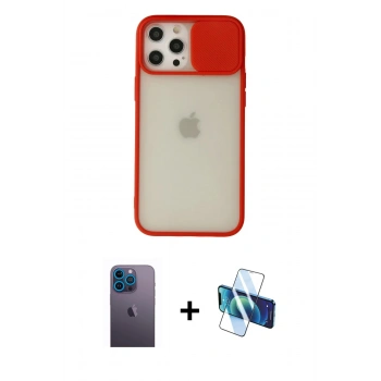 MARSİLYAN™- iPhone 12 Pro Max Kılıf Vadi Çizgi - Siyah 3D Antistatik Seramik Nano Ekran Koruyucu + Neon Fosforlu Kamera Lens - MI
