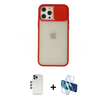 MARSİLYAN™- iPhone 12 Pro Max Kılıf Vadi Çizgi - Siyah 3D Antistatik Seramik Nano Ekran Koruyucu + Shine Kamera Lens - LT