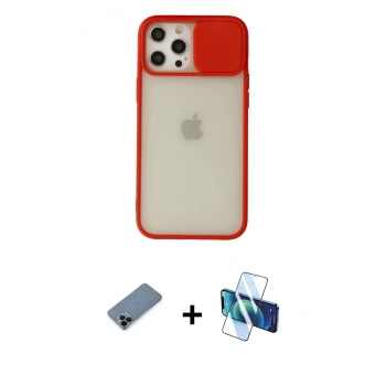 MARSİLYAN™- iPhone 12 Pro Max Kılıf Vadi Çizgi - Siyah 3D Antistatik Seramik Nano Ekran Koruyucu + Shine Kamera Lens Koruma Cam - SH