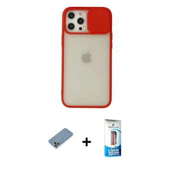 MARSİLYAN™- iPhone 12 Pro Max Kılıf Vadi Çizgi - Siyah 5D Eko Cam Ekran Koruyucu + Shine Kamera Lens Koruma Cam - GI
