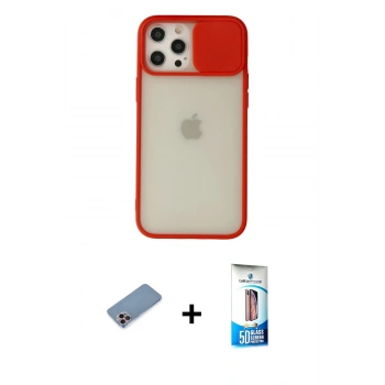 MARSİLYAN™- iPhone 12 Pro Max Kılıf Vadi Çizgi - Siyah 5D Eko Cam Ekran Koruyucu + Shine Kamera Lens Koruma Cam - PE