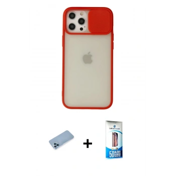 MARSİLYAN™- iPhone 12 Pro Max Kılıf Vadi Çizgi - Siyah 5D Eko Cam Ekran Koruyucu + Shine Kamera Lens Koruma Cam - MI