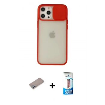 MARSİLYAN™- iPhone 12 Pro Max Kılıf Vadi Çizgi - Siyah 5D Eko Cam Ekran Koruyucu + Shine Kamera Lens Koruma Cam - SABE