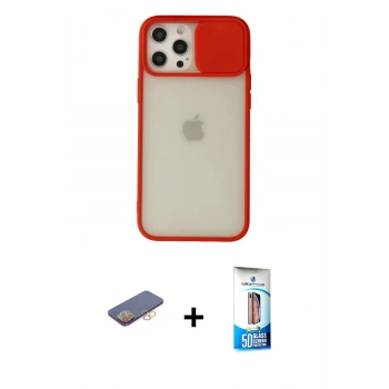 MARSİLYAN™- iPhone 12 Pro Max Kılıf Vadi Çizgi - Siyah 5D Eko Cam Ekran Koruyucu + Renkli Kamera Lens Koruma Cam - TU