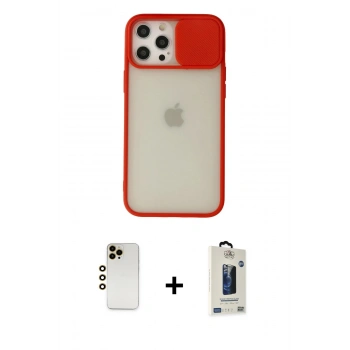 MARSİLYAN™- iPhone 12 Pro Max Kılıf Vadi Çizgi - Siyah Bilvis Hayalet Cam Ekran Koruyucu + Shine Kamera Lens - GD