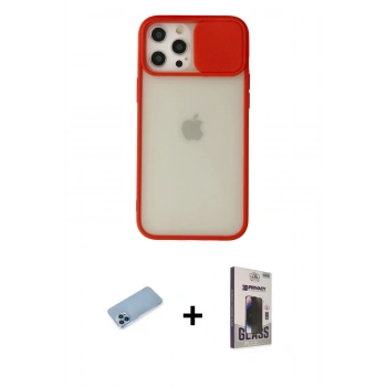 MARSİLYAN™- iPhone 12 Pro Max Kılıf Vadi Çizgi - Siyah Bilvis Hayalet Cam Ekran Koruyucu + Shine Kamera Lens Koruma Cam - MI