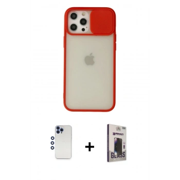 MARSİLYAN™- iPhone 12 Pro Max Kılıf Vadi Çizgi - Siyah Bilvis Hayalet Cam Ekran Koruyucu + Shine Kamera Lens - LT