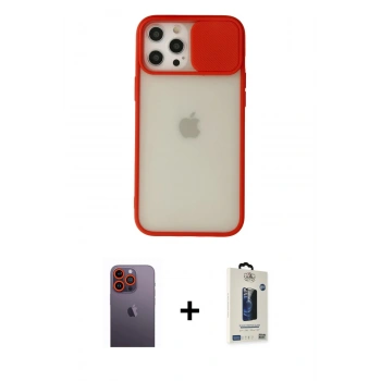 MARSİLYAN™- iPhone 12 Pro Max Kılıf Vadi Çizgi - Siyah Bilvis Hayalet Cam Ekran Koruyucu + Neon Fosforlu Kamera Lens - TU
