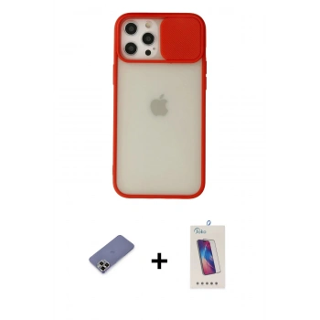 MARSİLYAN™- iPhone 12 Pro Max Kılıf Vadi Çizgi - Siyah Joko 5D Cam + Metal Kamera Lens Koruma Cam - GD