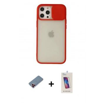 MARSİLYAN™- iPhone 12 Pro Max Kılıf Vadi Çizgi - Siyah Joko 5D Cam + Metal Kamera Lens Koruma Cam - KI