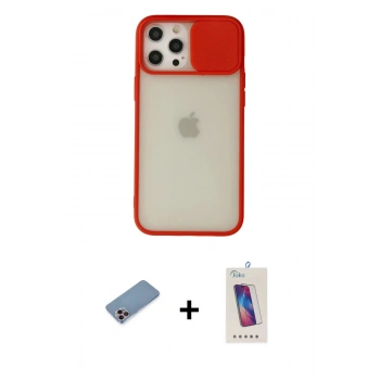 MARSİLYAN™- iPhone 12 Pro Max Kılıf Vadi Çizgi - Siyah Joko 5D Cam + Shine Kamera Lens Koruma Cam - PE