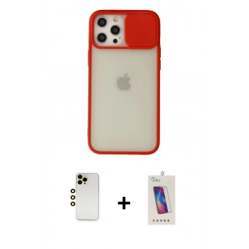 MARSİLYAN™- iPhone 12 Pro Max Kılıf Vadi Çizgi - Siyah Joko 5D Cam + Shine Kamera Lens - GD