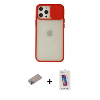 MARSİLYAN™- iPhone 12 Pro Max Kılıf Vadi Çizgi - Siyah Joko 5D Cam + Shine Kamera Lens Koruma Cam - SABE