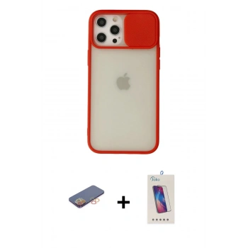 MARSİLYAN™- iPhone 12 Pro Max Kılıf Vadi Çizgi - Siyah Joko 5D Cam + Renkli Kamera Lens Koruma Cam - TU