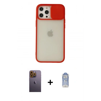MARSİLYAN™- iPhone 12 Pro Max Kılıf Vadi Çizgi - Siyah Joko Magic 5D Cam + Neon Fosforlu Kamera Lens - SI