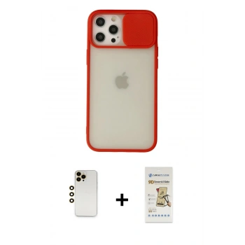 MARSİLYAN™- iPhone 12 Pro Max Kılıf Vadi Çizgi - Siyah Mat Seramik Nano Ekran Koruyucu + Shine Kamera Lens - GD