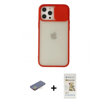 MARSİLYAN™- iPhone 12 Pro Max Kılıf Vadi Çizgi - Siyah Mat Seramik Nano Ekran Koruyucu + Renkli Kamera Lens Koruma Cam - SI