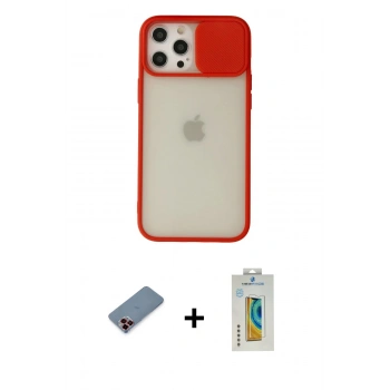 MARSİLYAN™- iPhone 12 Pro Max Kılıf Vadi Çizgi - Siyah Polymer Nano Ekran Koruyucu + Metal Kamera Lens Koruma Cam - KI