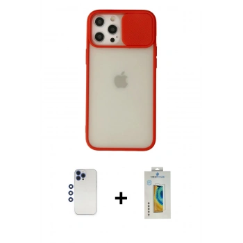 MARSİLYAN™- iPhone 12 Pro Max Kılıf Vadi Çizgi - Siyah Polymer Nano Ekran Koruyucu + Shine Kamera Lens - LT