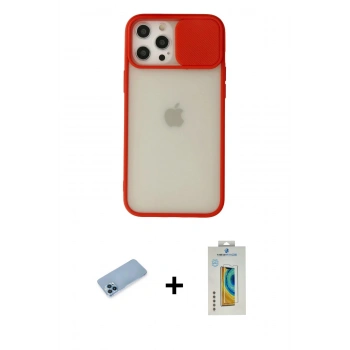 MARSİLYAN™- iPhone 12 Pro Max Kılıf Vadi Çizgi - Siyah Polymer Nano Ekran Koruyucu + Shine Kamera Lens Koruma Cam - MI