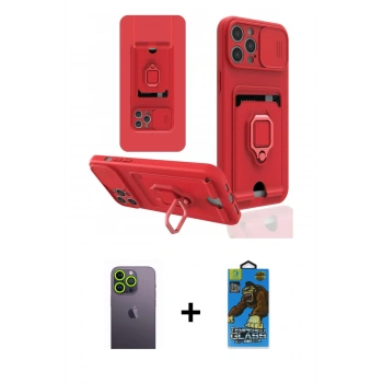 MARSİLYAN™- iPhone 12 Pro Max Kılıf Vadi Form Prime - Siyah 18D Cam Ekran Koruyucu + Neon Fosforlu Kamera Lens - YL