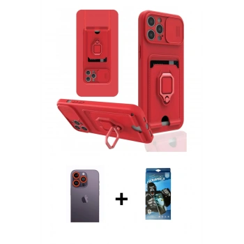 MARSİLYAN™- iPhone 12 Pro Max Kılıf Vadi Form Prime - Siyah 34D Izgaralı Cam + Neon Fosforlu Kamera Lens - TU