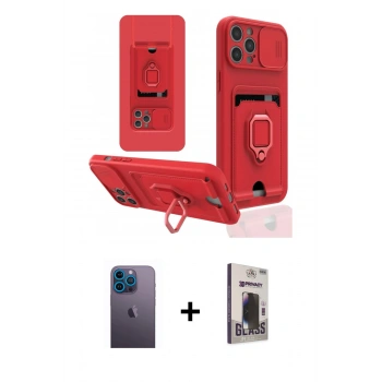 MARSİLYAN™- iPhone 12 Pro Max Kılıf Vadi Form Prime - Siyah Bilvis Hayalet Cam Ekran Koruyucu + Neon Fosforlu Kamera Lens - MI