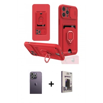 MARSİLYAN™- iPhone 12 Pro Max Kılıf Vadi Form Prime - Siyah Bilvis Hayalet Cam Ekran Koruyucu + Neon Fosforlu Kamera Lens - BZ