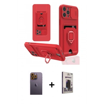 MARSİLYAN™- iPhone 12 Pro Max Kılıf Vadi Form Prime - Siyah Bilvis Hayalet Cam Ekran Koruyucu + Neon Fosforlu Kamera Lens - SI