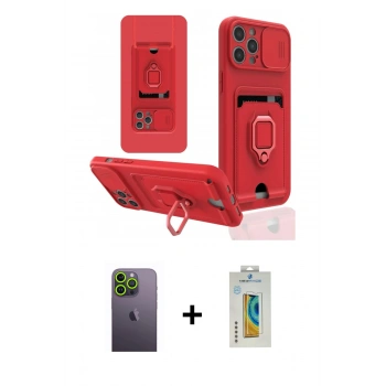 MARSİLYAN™- iPhone 12 Pro Max Kılıf Vadi Form Prime - Siyah Polymer Nano Ekran Koruyucu + Neon Fosforlu Kamera Lens - YL