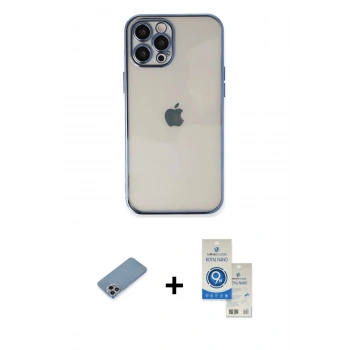 MARSİLYAN™- iPhone 12 Pro Max Kılıf Vadi Minimal - Şeffaf Royal Nano Ekran Koruyucu + Shine Kamera Lens Koruma Cam - GI