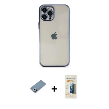 MARSİLYAN™- iPhone 12 Pro Max Kılıf Vadi Minimal - Siyah 6D Mat Seramik Hayalet Nano Ekran Koruyucu + Shine Kamera Lens Koruma Cam - GI