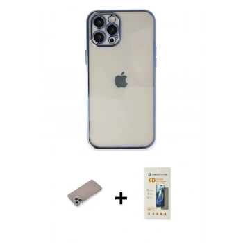 MARSİLYAN™- iPhone 12 Pro Max Kılıf Vadi Minimal - Siyah 6D Mat Seramik Hayalet Nano Ekran Koruyucu + Shine Kamera Lens Koruma Cam - SABE