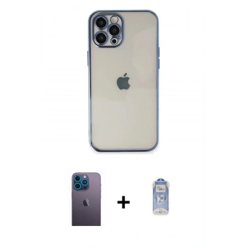 MARSİLYAN™- iPhone 12 Pro Max Kılıf Vadi Minimal - Siyah Joko Magic 5D Cam + Neon Fosforlu Kamera Lens - MI