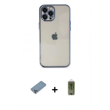 MARSİLYAN™- iPhone 12 Pro Max Kılıf Vadi Minimal - Siyah Joko Magic 5D Hayalet Cam + Shine Kamera Lens Koruma Cam - GI