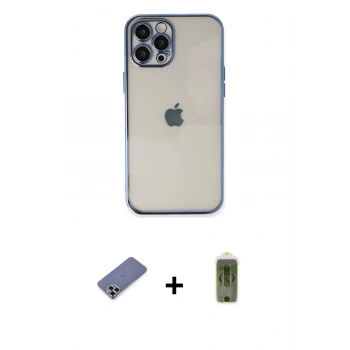 MARSİLYAN™- iPhone 12 Pro Max Kılıf Vadi Minimal - Siyah Joko Magic 5D Hayalet Cam + Metal Kamera Lens Koruma Cam - GD