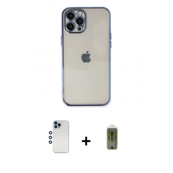 MARSİLYAN™- iPhone 12 Pro Max Kılıf Vadi Minimal - Siyah Joko Magic 5D Hayalet Cam + Shine Kamera Lens - LT