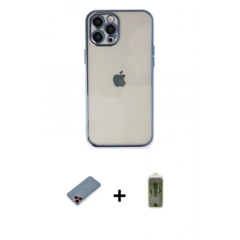 MARSİLYAN™- iPhone 12 Pro Max Kılıf Vadi Minimal - Siyah Joko Magic 5D Hayalet Cam + Metal Kamera Lens Koruma Cam - KI
