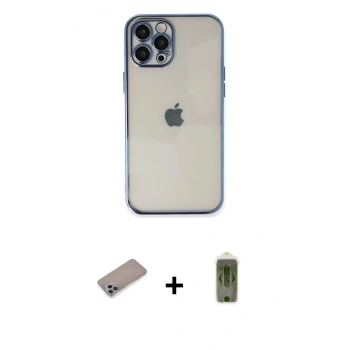 MARSİLYAN™- iPhone 12 Pro Max Kılıf Vadi Minimal - Siyah Joko Magic 5D Hayalet Cam + Shine Kamera Lens Koruma Cam - SABE
